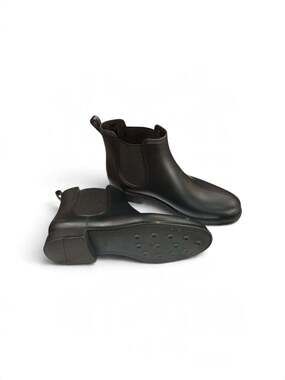 Black Rubber Chelsea Rain Boots Slip On Ankle Boots Size 38